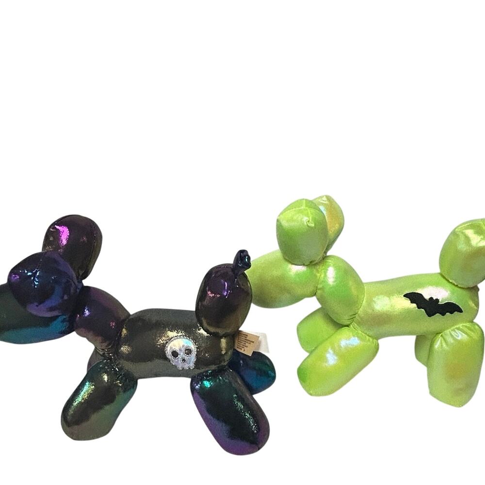 Halloween Balloon Dog Iridescent Skeleton & Bat Stuffed For Decoration Display